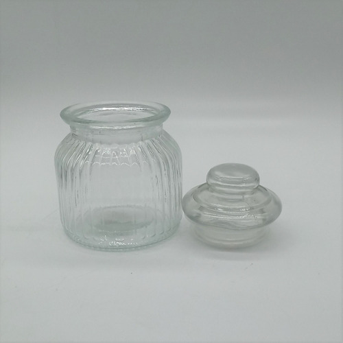 Imagen 3 de 3 de Frasco De Vidrio Acanalado Estilo Vintage 15x10 Cm