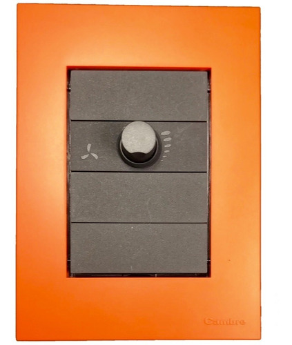 Llave 1 Dimmer Ventilador De Techo Gris Tapa Naranja Bauhaus