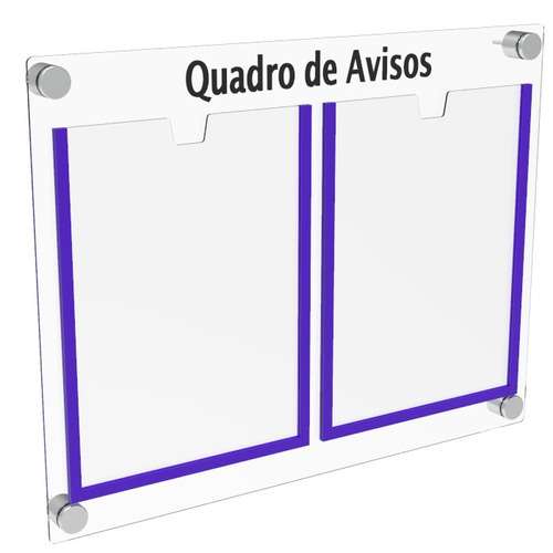 Quadro De Avisos Em Acrílico 2 Folhas Colorido