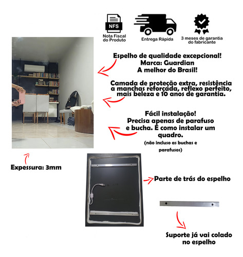Espelho Retangular Iluminado Led 130 X 110 Lapidado