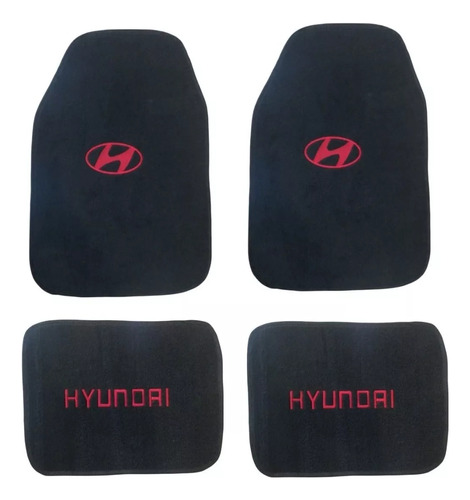 Kit 4 Tapetes Alfombra Bordado Rojo Hyundai Grand I10 2017