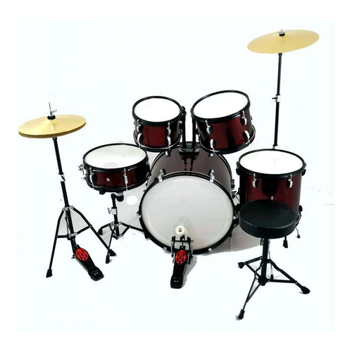  Bateria Musical Grande 5 Piezas Roja 