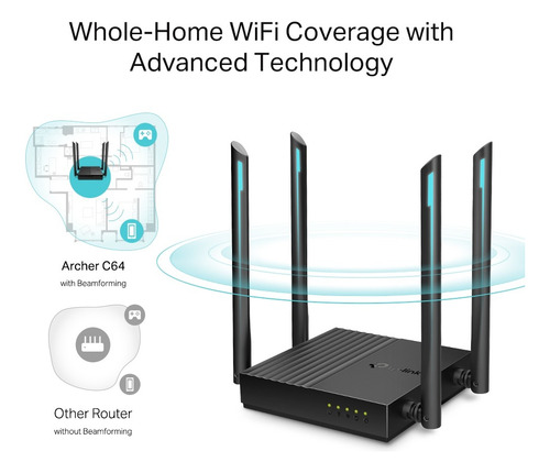Router Tp-link Ac1200 Wifi Dualband Gigabit Archer C64 Negro