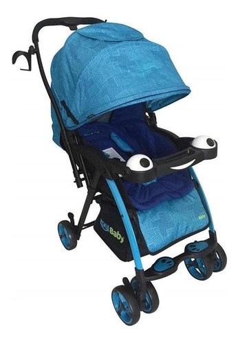 Carriola De Bebe Kool Baby Reclinable Reversible Portavasos Color Azul Color del chasis Blanco