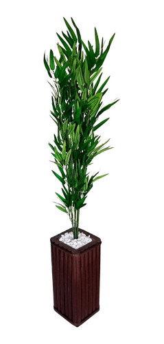 Imagem 4 de 6 de Bambu Artificial + Vaso Decorativo Marrom Para Sala Envio Já