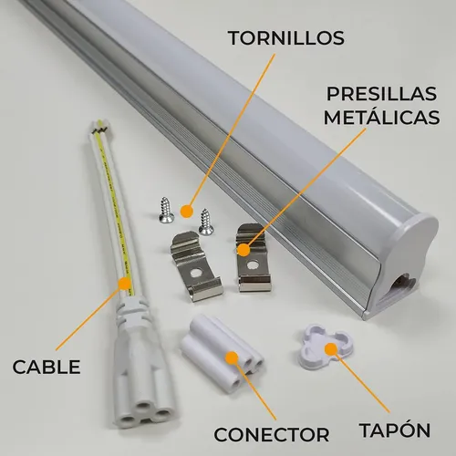 Lámpara 120cm Tubo Led T5 18w Con Base Empavonado Luz Neutra