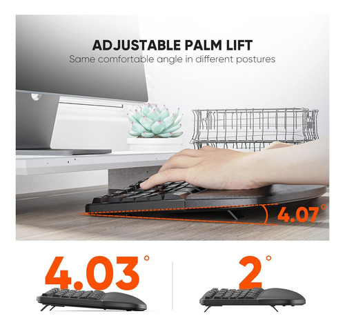 Teclado Ergonómico Recargable Inalámbrica Usb Con Ñ
