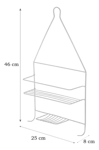 Organizador Ducha Baño Repisa Simple C/ganchos D+m Bazar