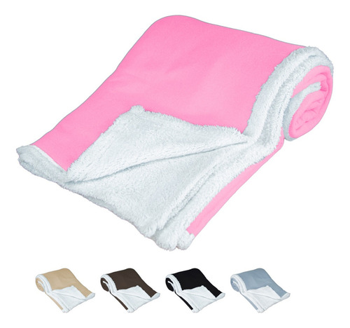 Cobija Super Suave Cobertor Frazada Sherpa Ligera Individual Color Rosa Diseño De La Tela Liso