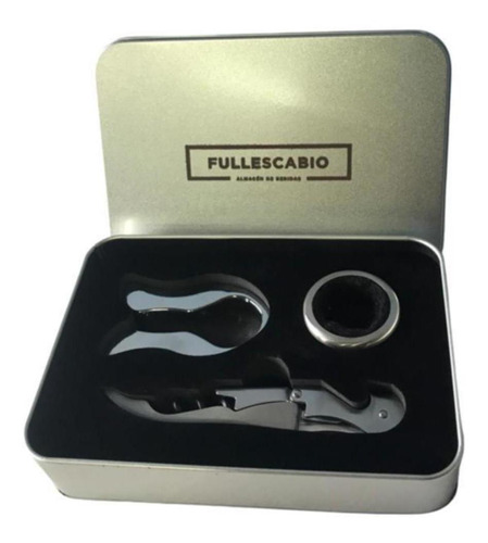 Set De Accesorios Para Vino Caja Metalica Regalo Fullescabio