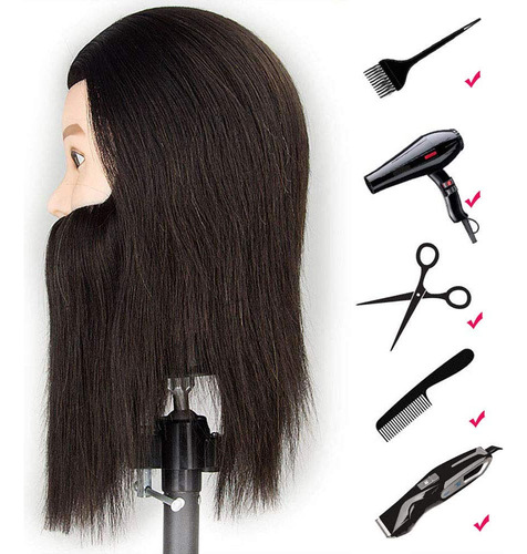 Mannequin Head Ishot Masculino De 30 Cm Com Cabelo Humano 10
