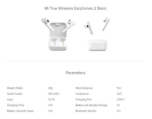 Imagen 5 de 7 de Auricular Inalambrico Xiaomi Mi True Wireless 2 Basic