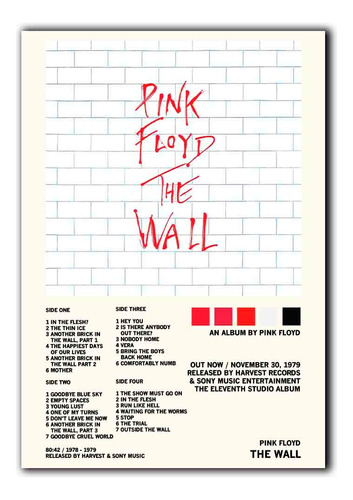 Cuadros Decorativos Pink Floyd Álbum Music Tracklist 5 Pzas
