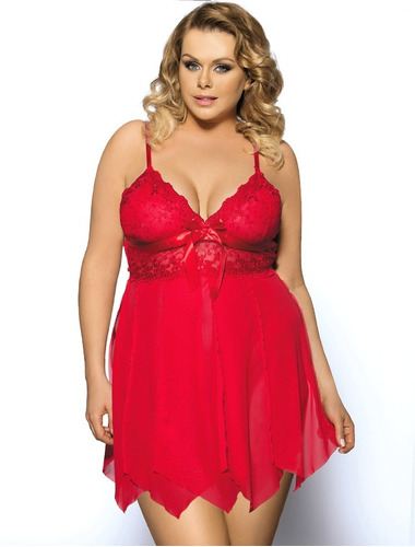 Babydoll Rojo Lencería Sexy Talle Grandes Xl, Xxl, Xxxl