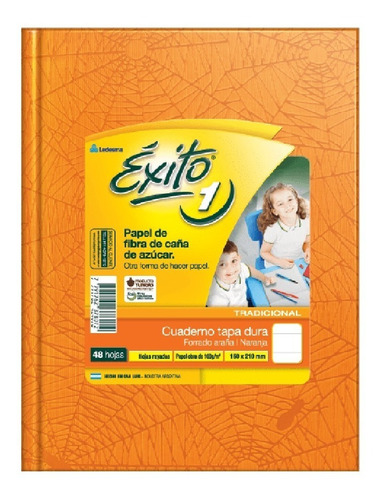 Cuaderno Exito Tapa Dura X48 Hojas Rayadas Naranja 16 X21cm