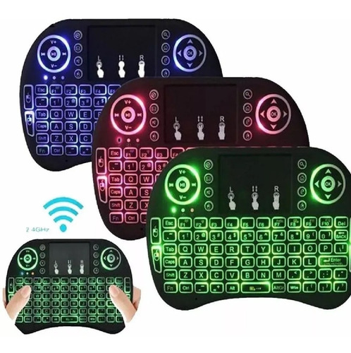 Mini Teclado Inalámbrico Smart Tv Pc Tablet Touchpad Luces