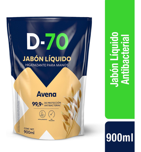 Jabón Liquido Antibacterial Avena 900ml D-70