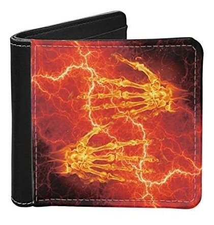 Coldinair Flame Skeleton Print Novedad Bifold Wallets Wsb67