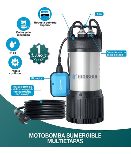 Motobomba Sumergible Aqua Pak Serie Kanki Plus 44a 3/4hp