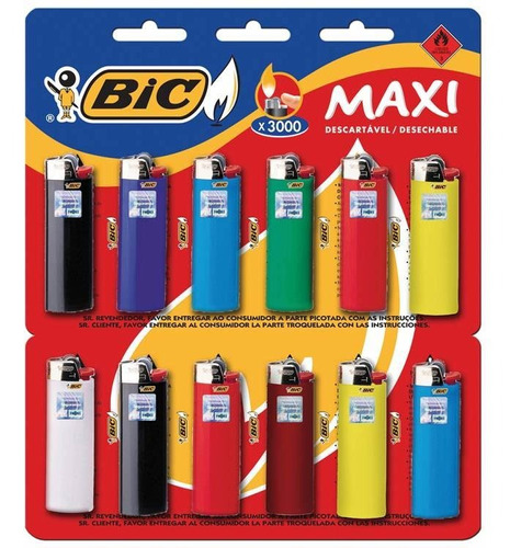 Pack X 3 Unid. Encendedor  Maxi J6liso 1 Un Bic Fosforos /