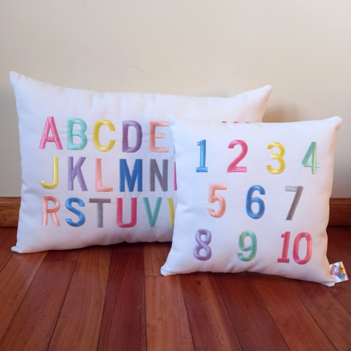 Pack Almohadones Letras Abecedario Y Números Deco Montessori