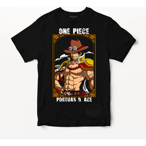 Remera One Piece Portgas D Ace (negra:) Ideas Mvd