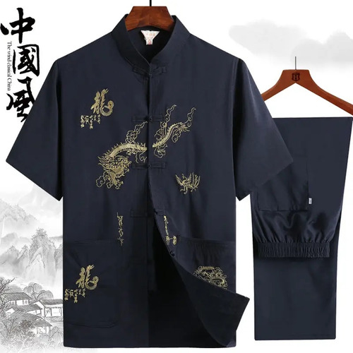 Blusa Ry Dragon Bordada Para Hombre, Traje Tang, Camiseta Ha