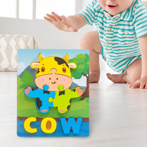 Niños 3d Formas Letra Madera Rompecabezas 14,8 Cm X 17,8 Cm