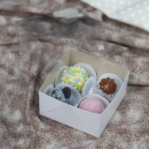 10 Caixas 4 Bombom, Doces, Lembrancinhas, Trufa 8x8x4 Branco