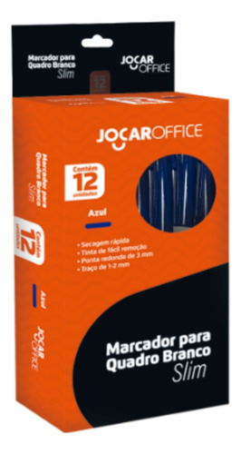 Kit 12 Uni Marcador Quadro Branco Slim Jocar Office