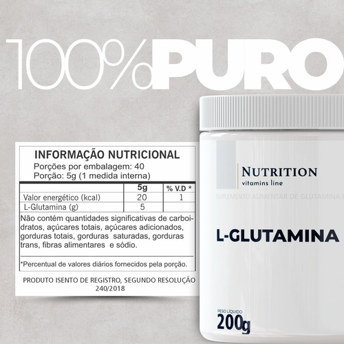 L-glutamina Em Pó 200g Nutrition Labs