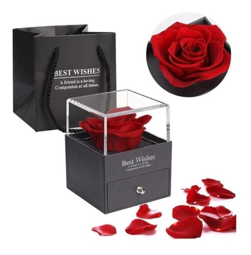 Rosa Roja Eterna De Regalo Caja Rosa Joyero