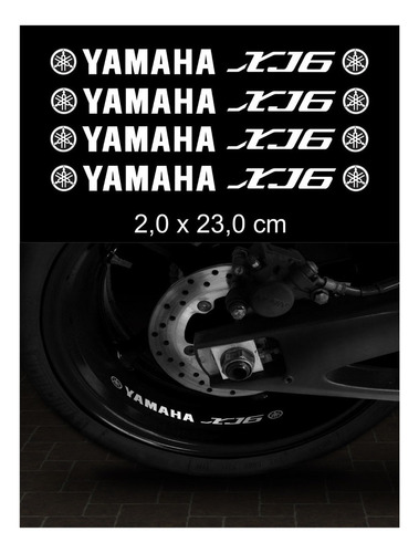 Kit Adesivos Interno Centro Roda Moto Yamaha Xj6 Ca-10080 Cor Branco Refletivo