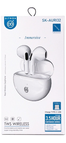 Auriculares Bluetooth Pods Inear Inalámbricos Usb C Blanco