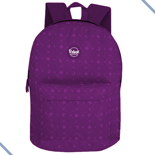 Mochila Escolar De Alças Rabisk Lua Estrela Juvenil Feminina Cor Violeta Desenho do tecido lua e estrela