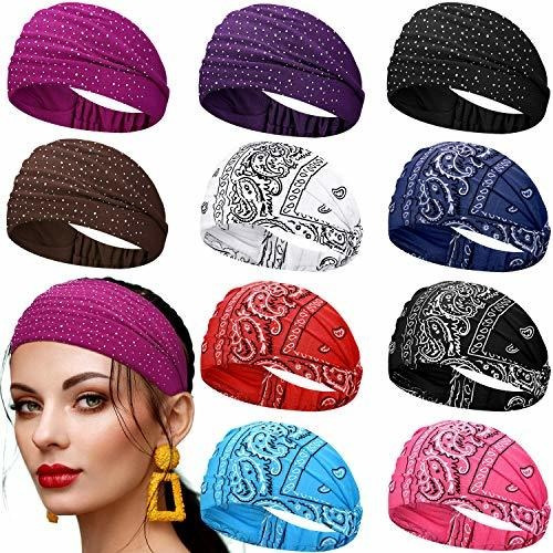 Diademas - 10 Pieces Women Yoga Headbands Paisley Headbands 