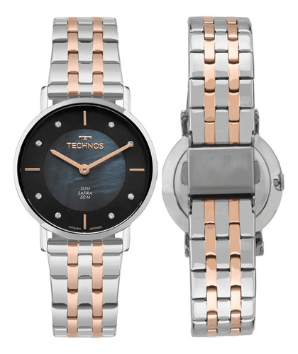 Relógio Technos Feminino Slim Bicolor - 2025luc/1a Bisel Branco