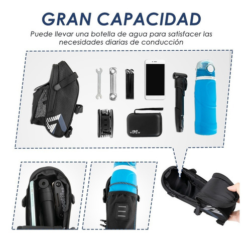 Imagen 2 de 6 de Bolsa Para Asiento Bicicleta Impermeable Reflectante 1.5l