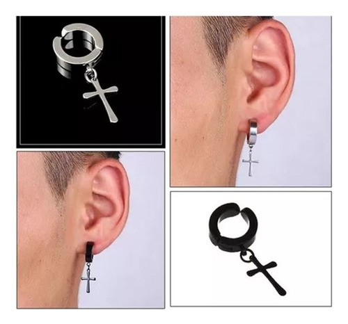 Aros Presión Argolla Acero Resistente Con Cruz Piercing Moda