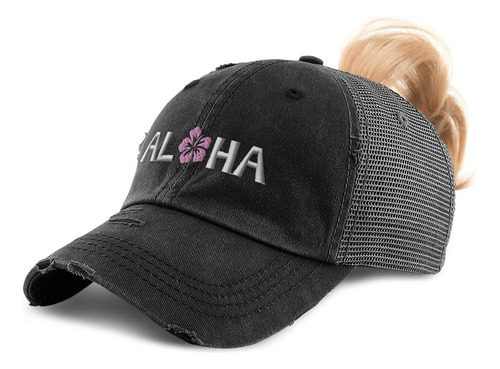 Gorra De Cola De Caballo Para Mujer Aloha Sky Pink Hibiscus 