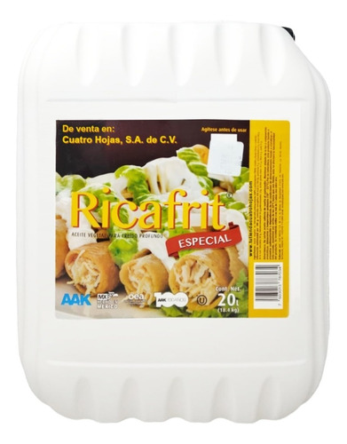 Aceite Para Freír Vegetal Kosher Ricafrit 20 Lts