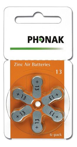 Pilha Auditiva 13 Phonak Bateria Pr48 6 Unidades