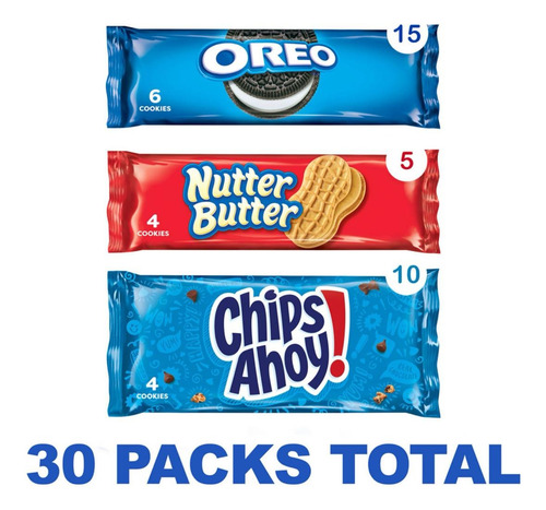 Nabisco Variedad De Galletas 30pck, Oreo,nutter, Chips Ahoy