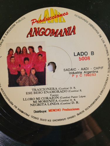 Angomania Corazon Angomaniaco Vinilo Lp Sin Tapa Cumbia