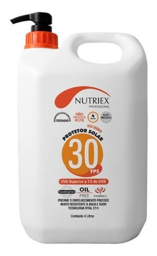 Protetor Solar Fps 30 Bombona Com 4 Litros Nutriex