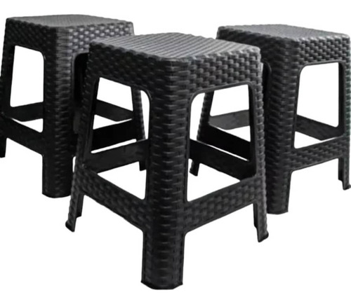 Banquito De Rattan Marrón Y Negro Nuevo