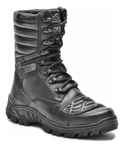 Bota Coturno Couro Motoqueiro Samu Segurança Militar Tática
