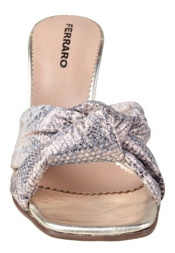 Zuecos Sandalias Taco Alto De Mujer De Cuero Knot - Ferraro