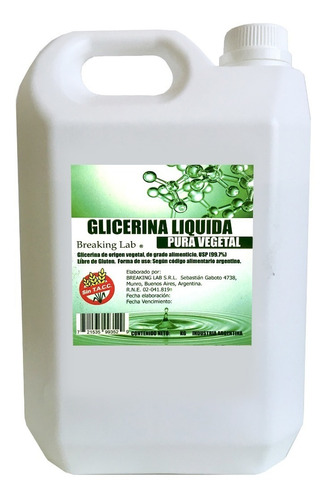 Glicerina Líquida Vegetal X 5 Kilos (usp) Nuevo Envase Duro!