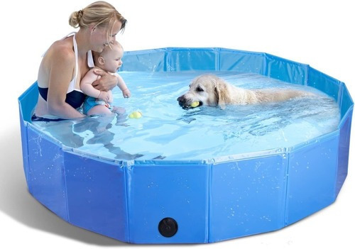 Piscina Plegable Bañera Mascotas Perros 120x30cm Portátil